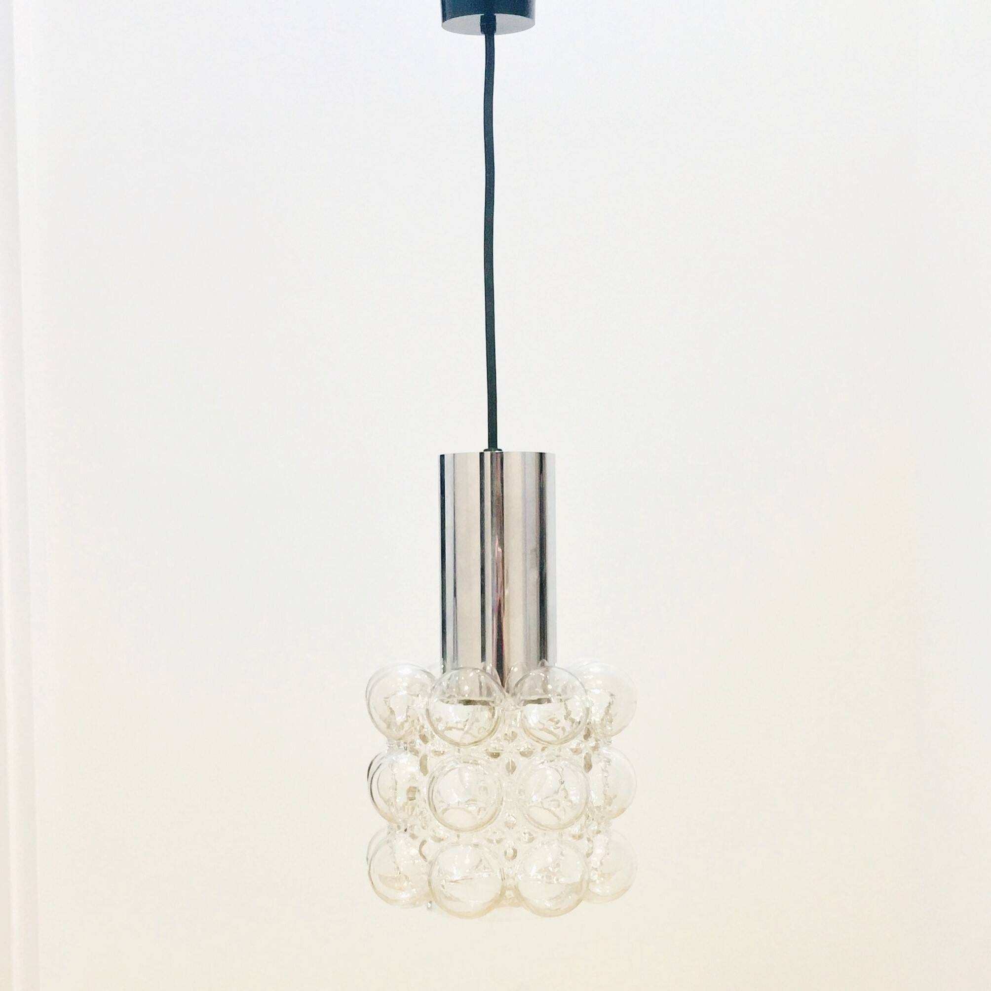 Mid Century Bubble Glass & Chrome Ceiling Light/Pendant by Helena Tynell for Limburg, Germany, 1960s