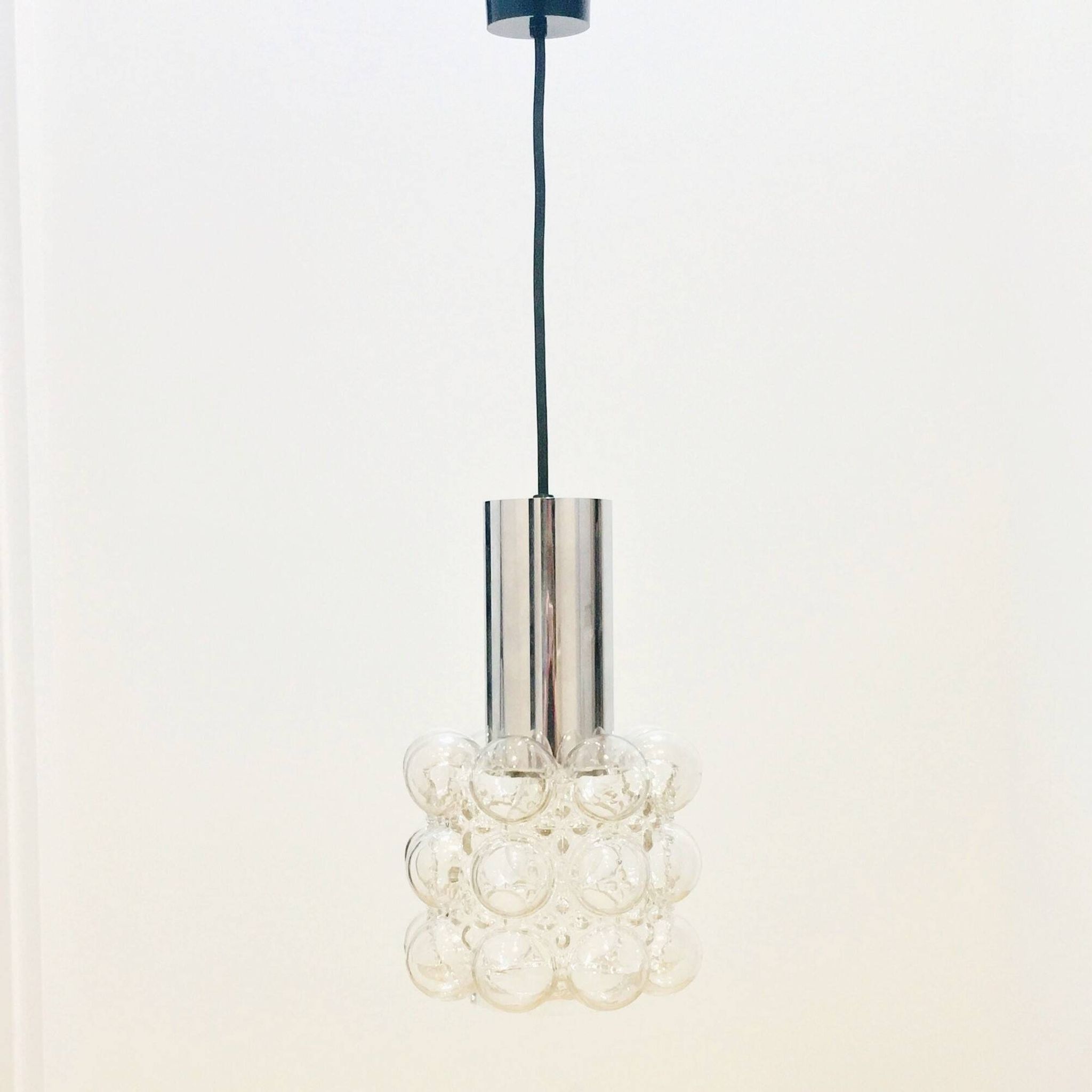 Mid Century Bubble Glass & Chrome Ceiling Light/Pendant by Helena Tynell for Limburg, Germany, 1960s