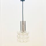 Plafonnier/suspension en verre bullé et chrome du milieu du siècle par Helena Tynell pour Limburg, Allemagne, années 1960
