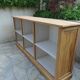 Raw wood craft furniture, pearl gray interior.