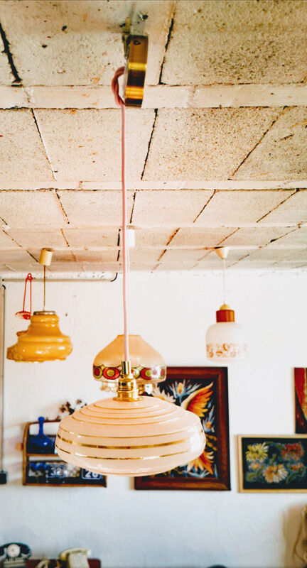 Pink and gold granite glass hanging