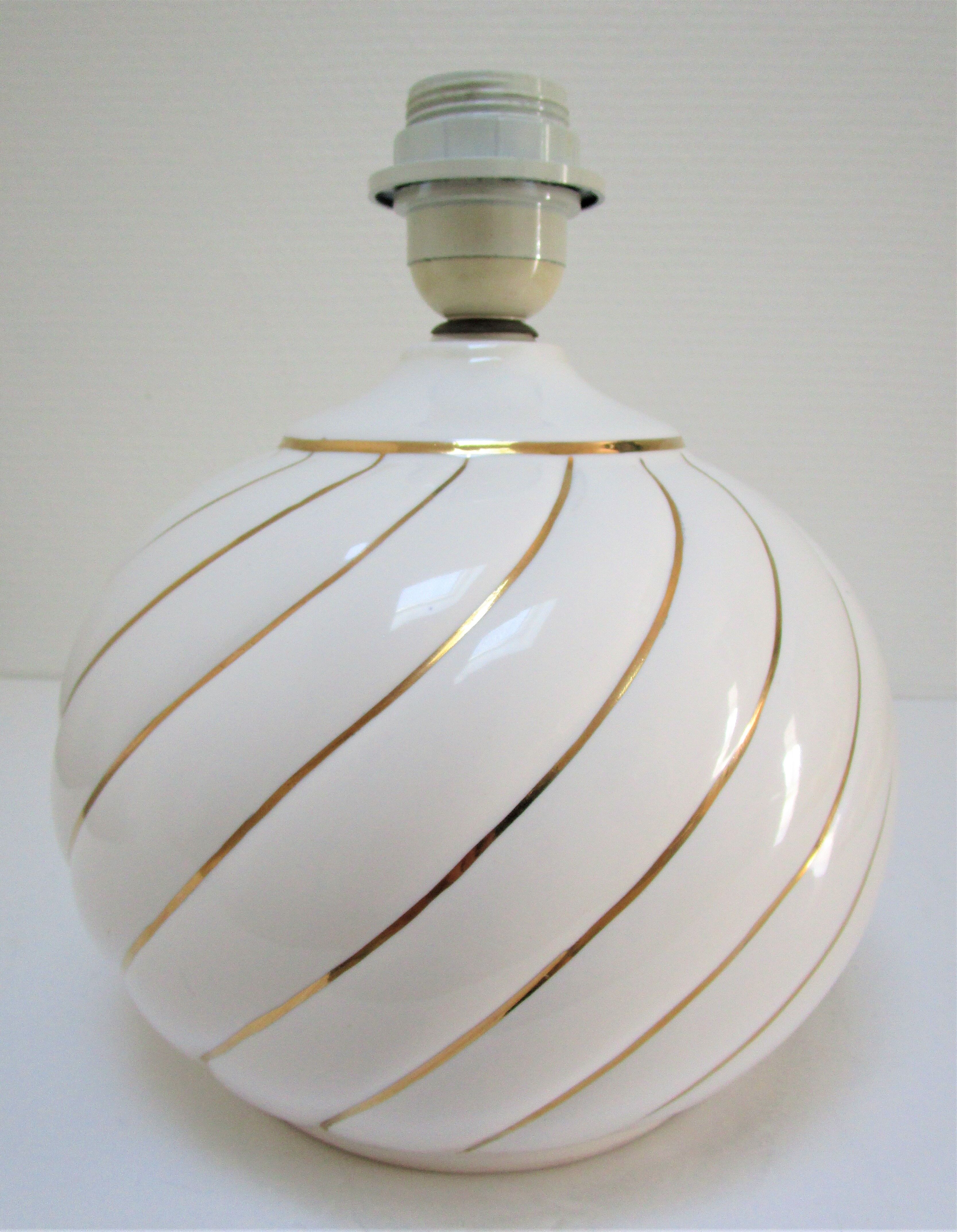 Ceramic lamp foot white and gold Italian design 80s