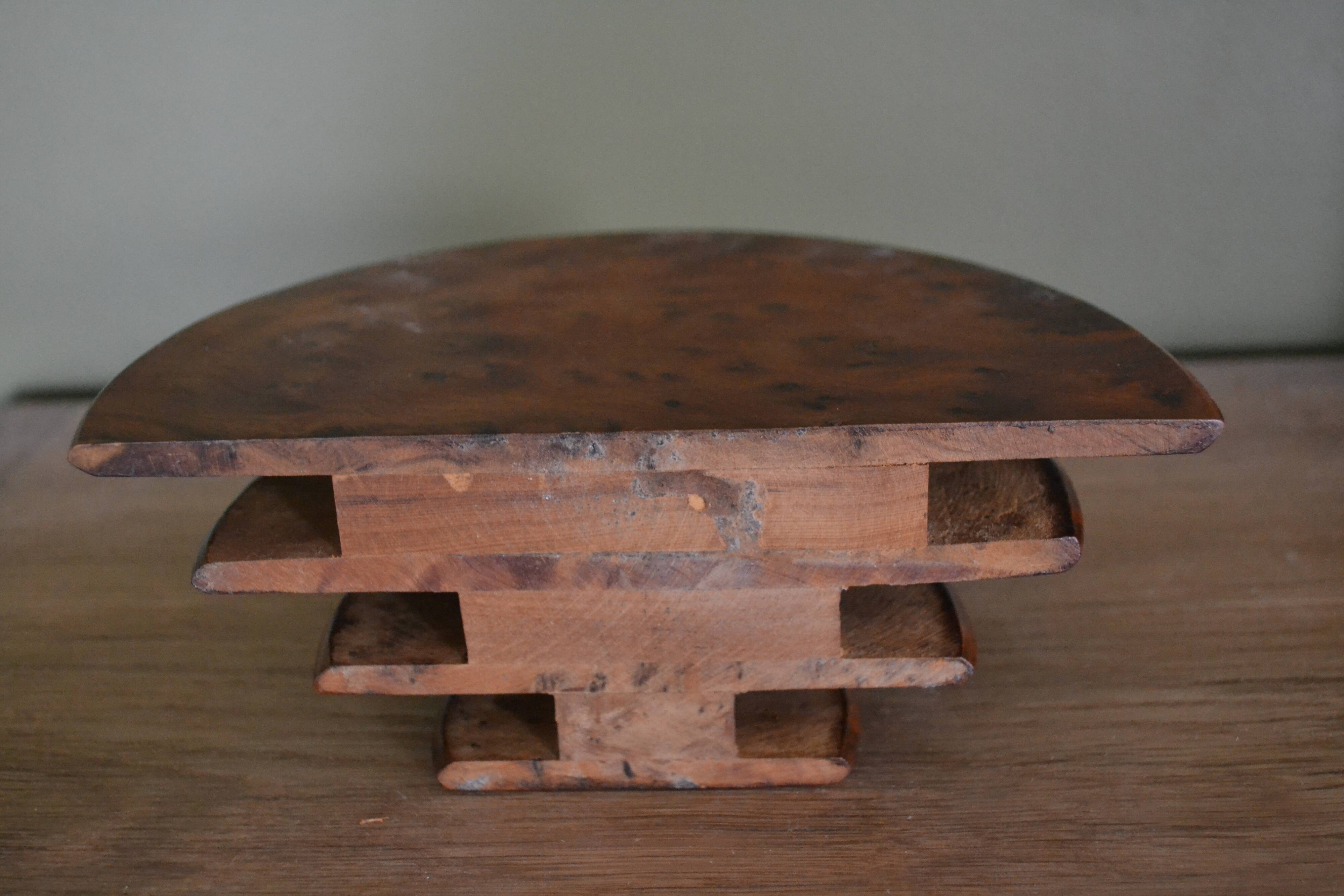 Art deco mail rack in elm magnifying glass