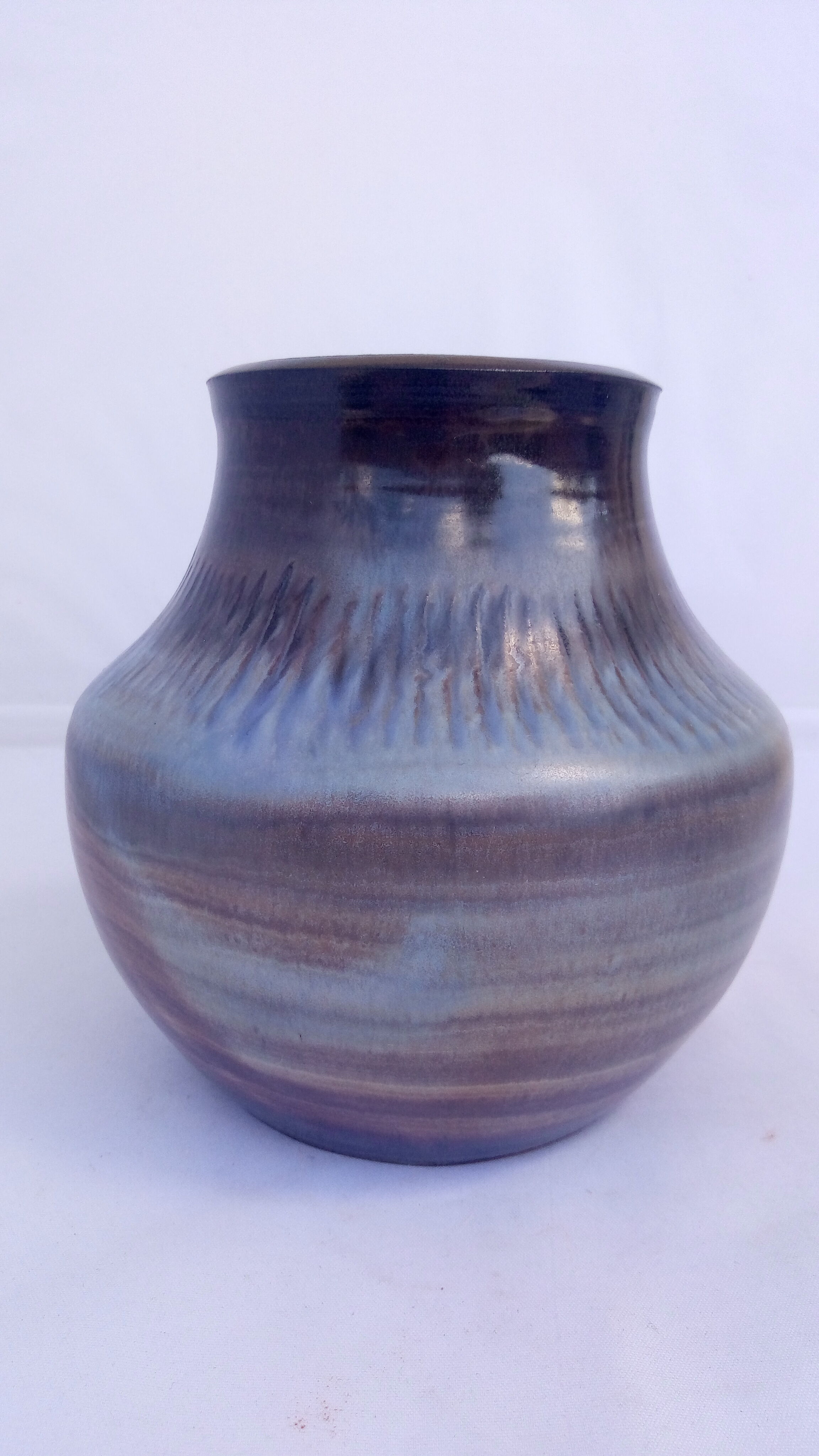 Dieulefit blue and brown vase