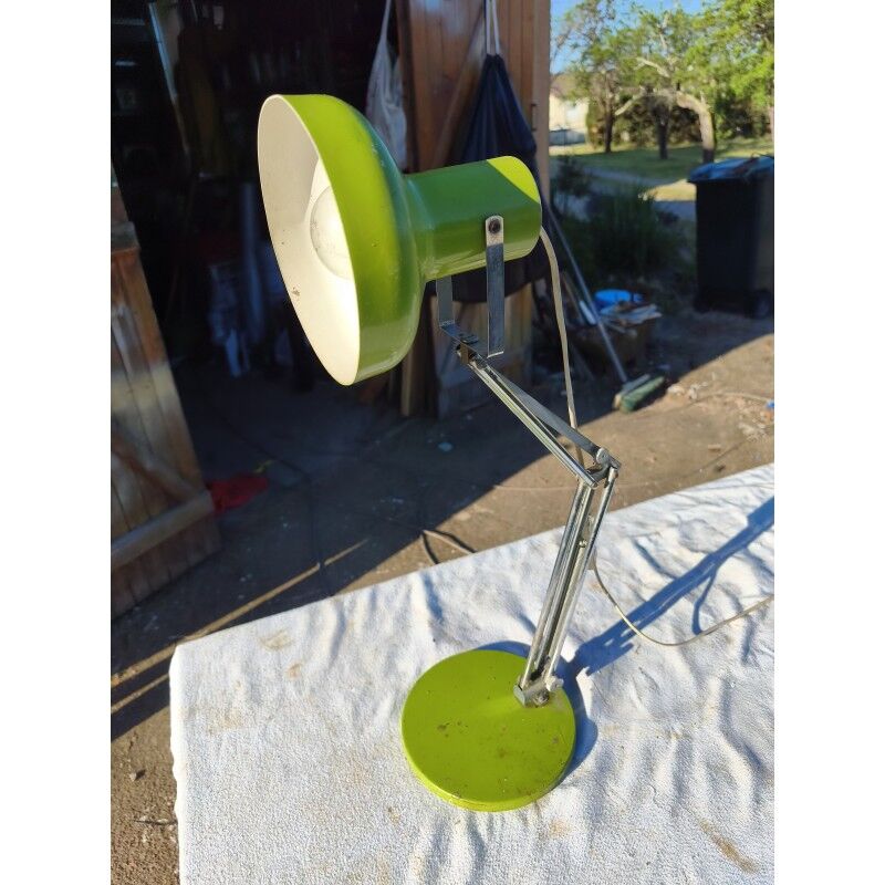 Lampe vintage métal vert et chrome