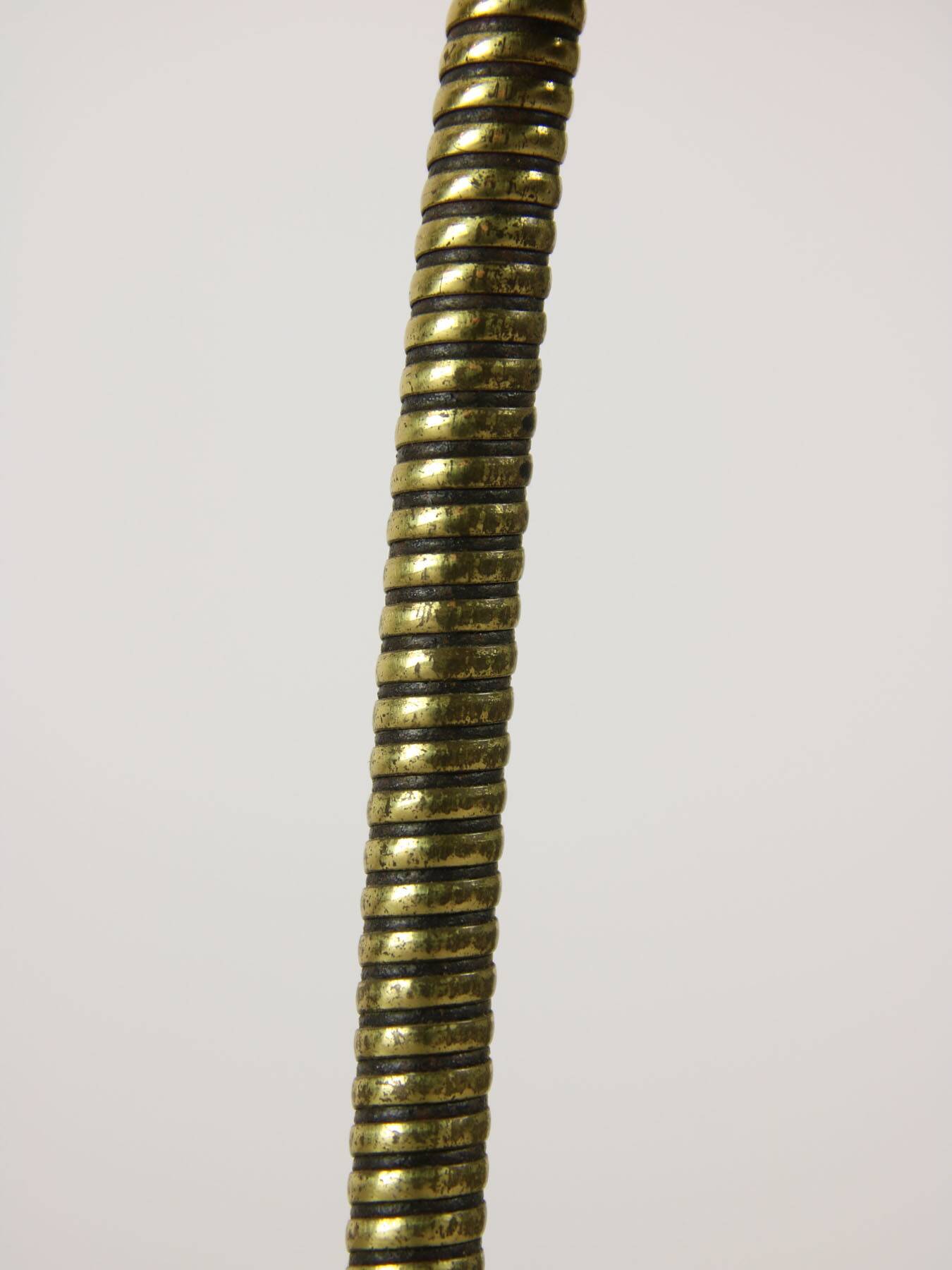 Mid-Century Italian Mini Gooseneck Table Lamp in Black and Brass