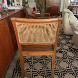 Pair of wood and cane armchairs