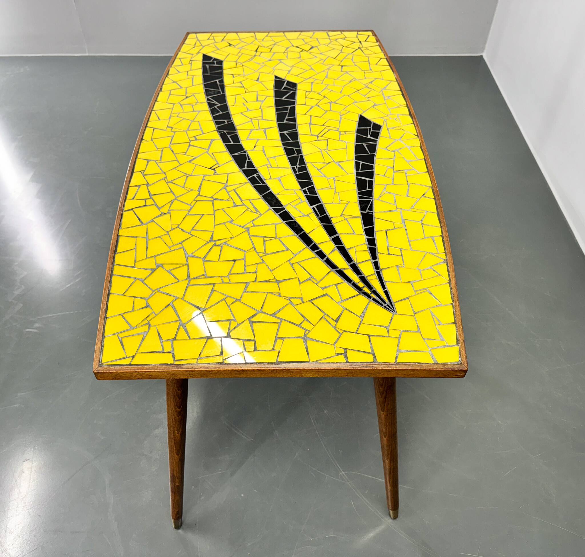 Midcetury Wood & Glass Mozaik Coffee or Side Table, Germany