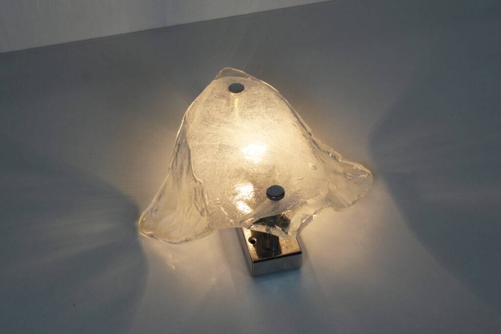 Set of two heavy ice glass 'Paper fold' sconces by Kalmar