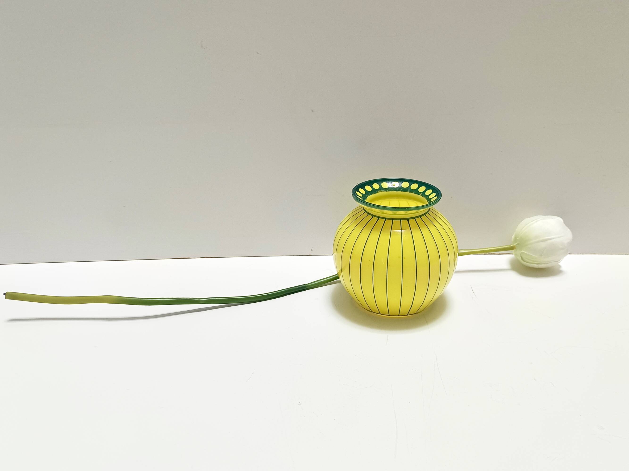 Art Deco Yellow and Green Glass Vase in the style of Josef Hoffmann, Austri