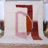 Unique natural wool Moroccan rug 3x2 m