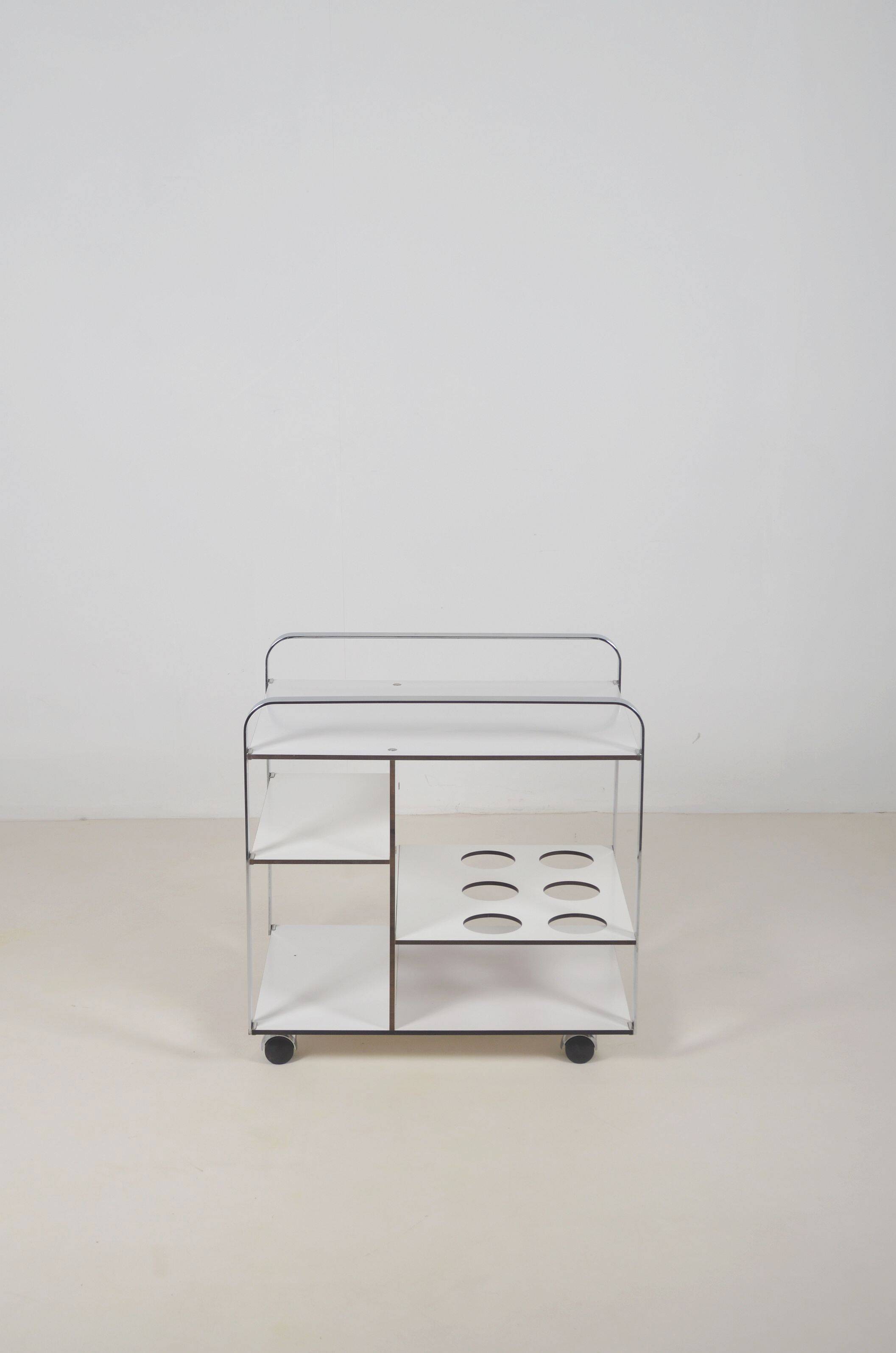 Italian postmodern serving trolley with sleek design, 1980s