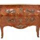 Inlaid chest of drawers with a marble top in the Louis XV style, France