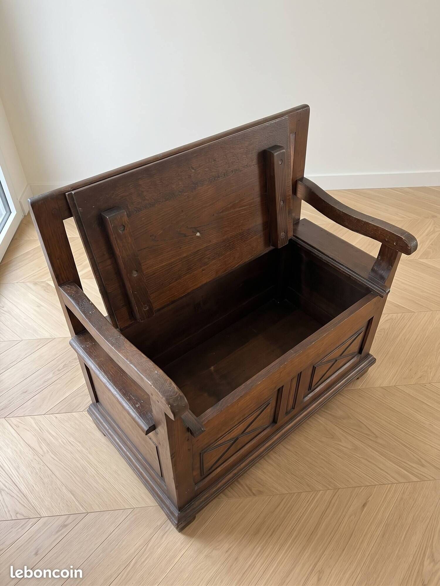 Antique wooden bank chest