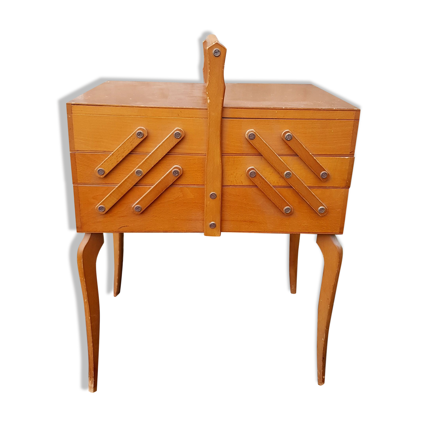 Wooden sewing basket