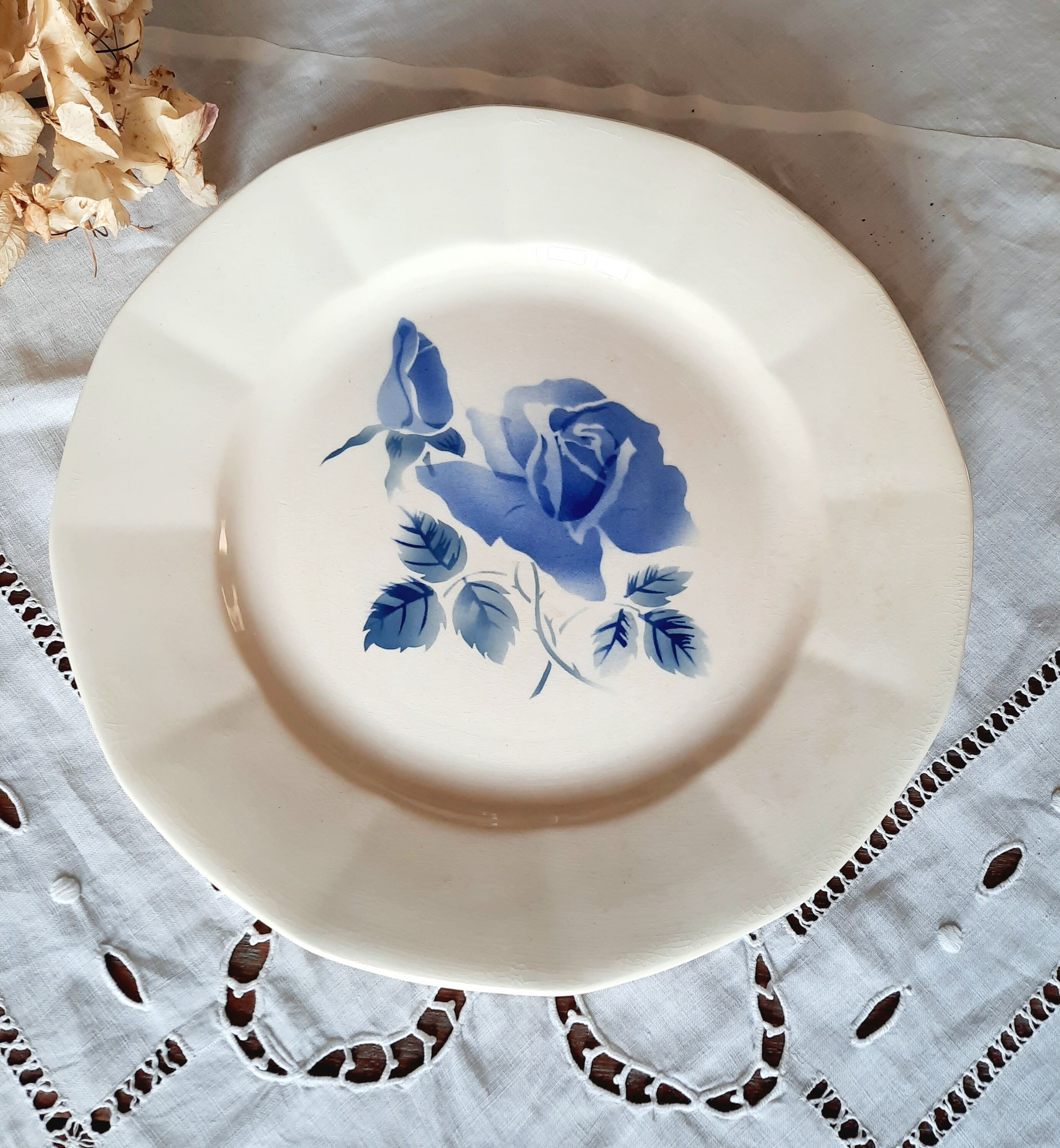 Old flat plates mismatched in earthenware