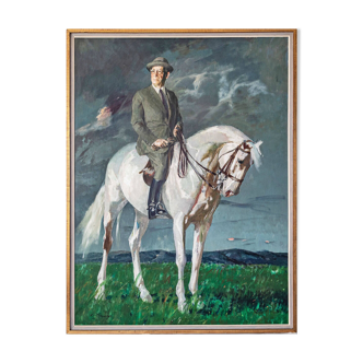 Ricardo ARENYS GALDON - Camilo José Cela - Full Length portrait on a horse.