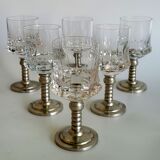 Series of six crystal wine glass with tin foot 9'° 160 ml