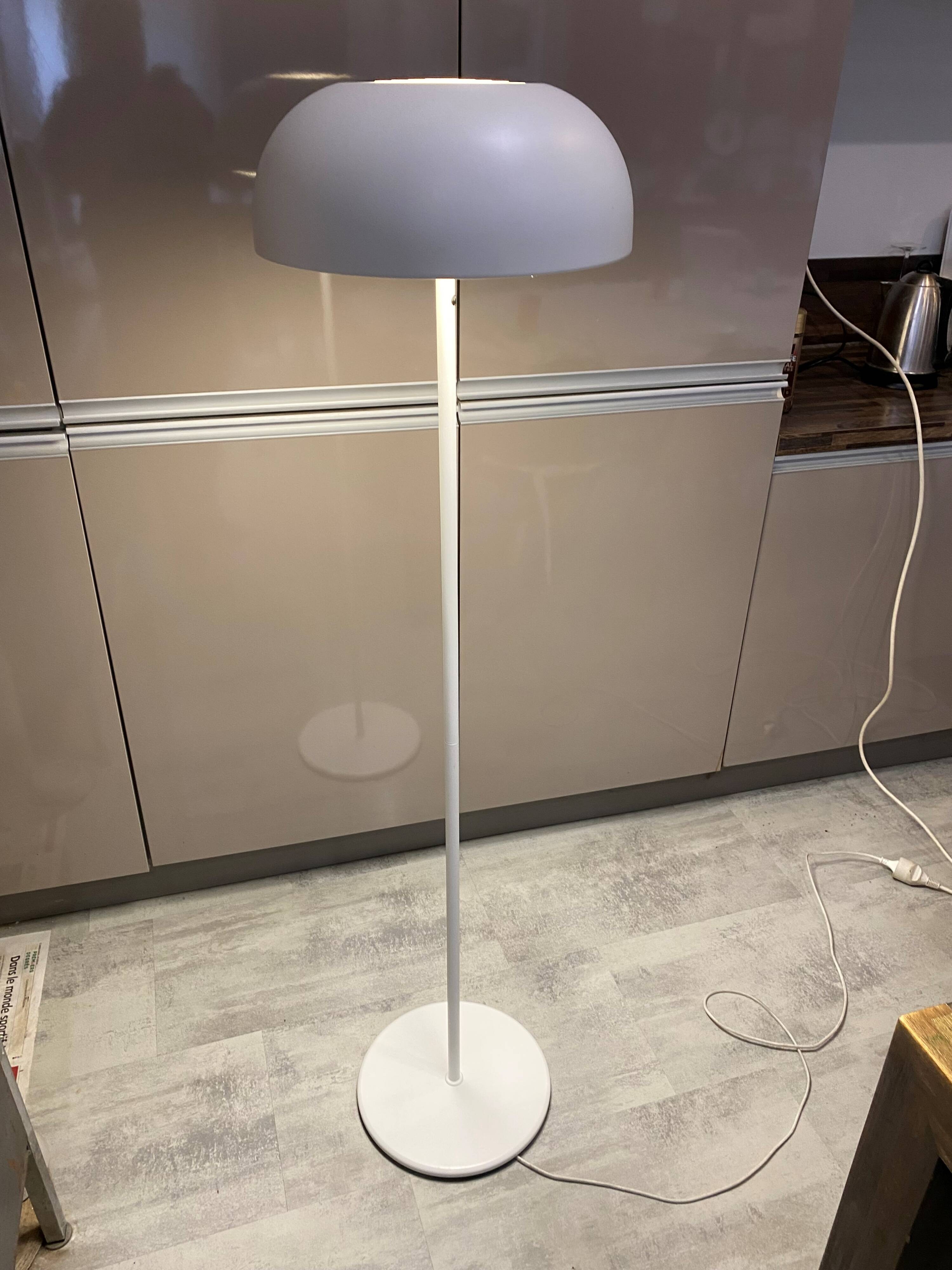Lampadaire champignon Ikea Nymane TYP G1706 métal blanc vintage 1990