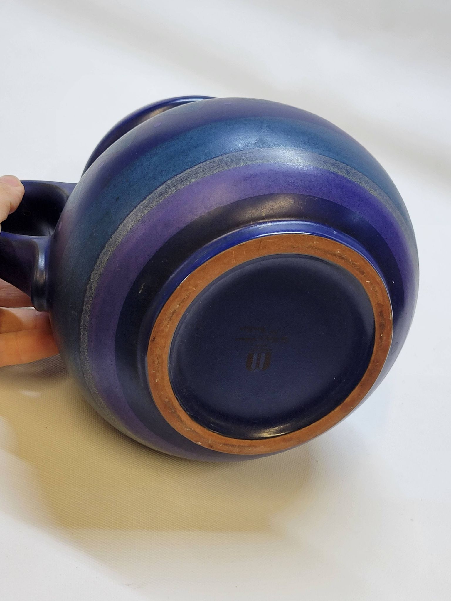 Vintage blue ceramic jug pitcher Porta Celi Spain
