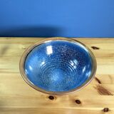 Large blue-brown glazed stoneware bowl signed, diameter 25cm