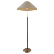 Mid-century brown leather and patinated brass floor lamp by Falkenbergs Belysning, Sweden, 1960s.