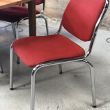 Set of 10 vintage chrome and fabric chairs