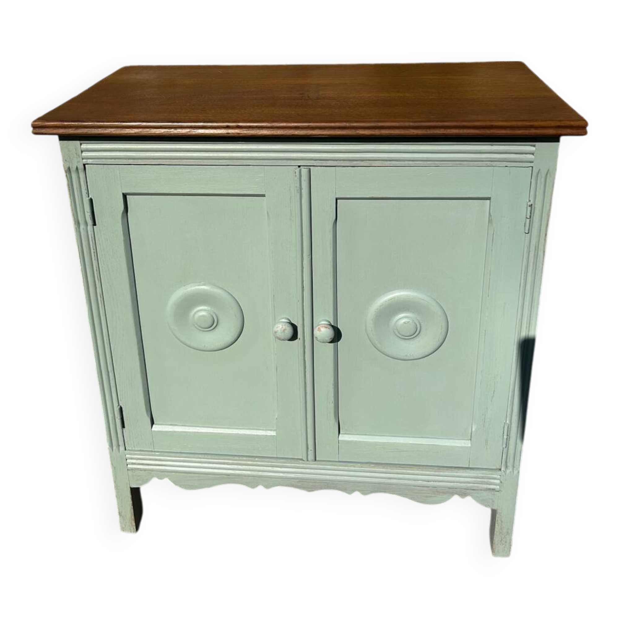 Small Parisian vintage sage green sideboard