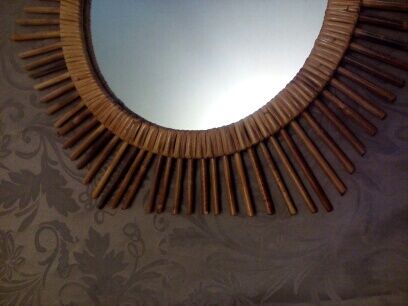 Vintage rattan sun mirror 60s