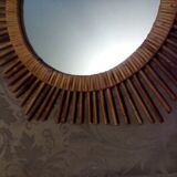Vintage rattan sun mirror 60s