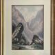 Original watercolour painting "Animated Mountain Landscape" Switzerland? + frame