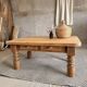 Antique solid wood coffee table – 2 drawers – turned legs