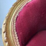 Fauteuil bois doré et velours rouge Louis XVI