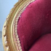 Louis XVI gilt wood and red velvet armchair