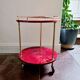 Aldo Tura bar cart, red goat leather, mid-century Italian / Hollywood Regency