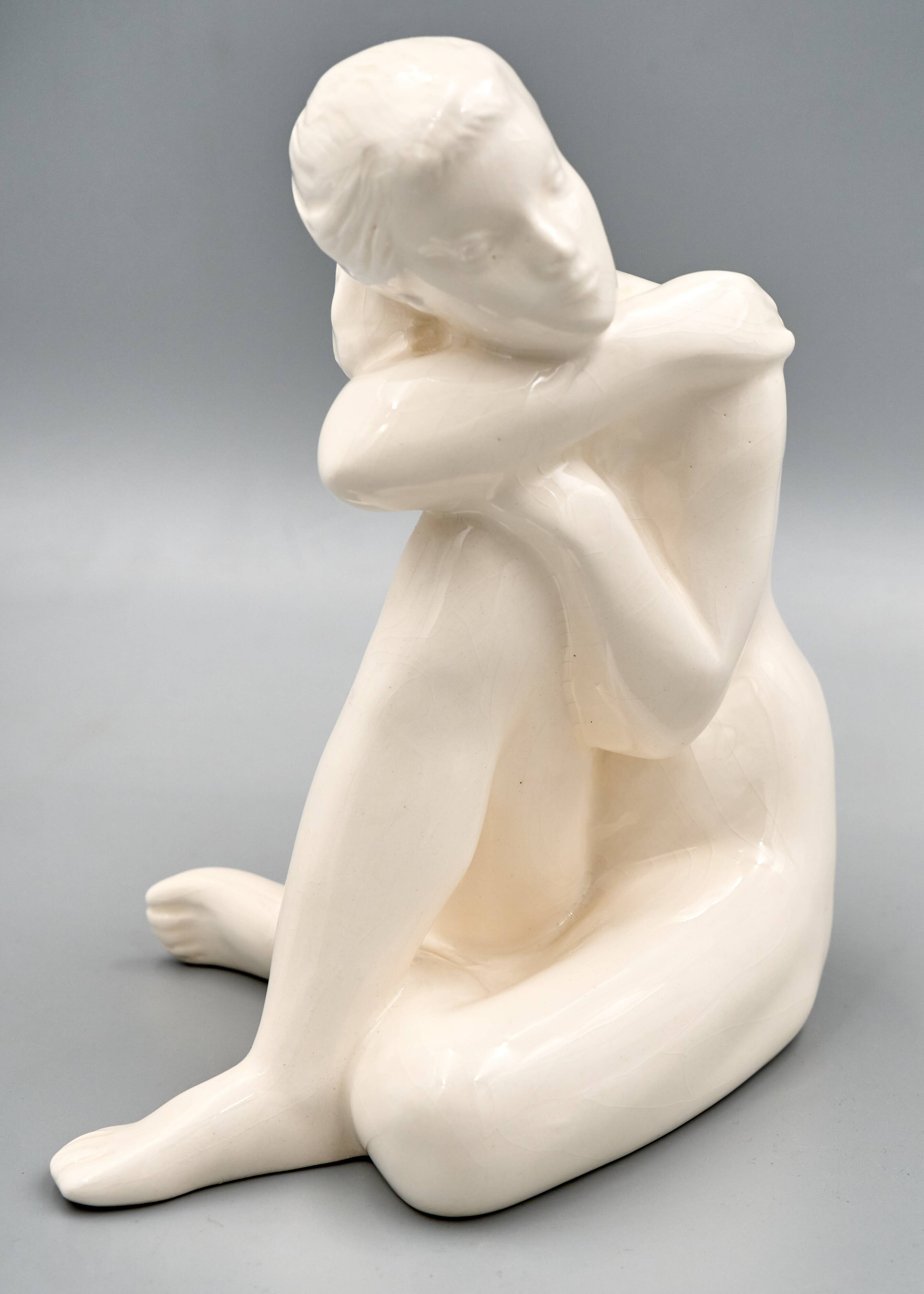 Ceramic Woman Figure, Jihokera Bechyně, 1960s Czechoslovakia