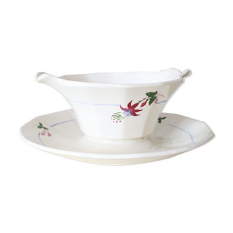 Saucière Sarreguemines, ceramic, Bermuda décor,