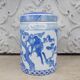 Vintage porcelain China pot covered white blue décor
