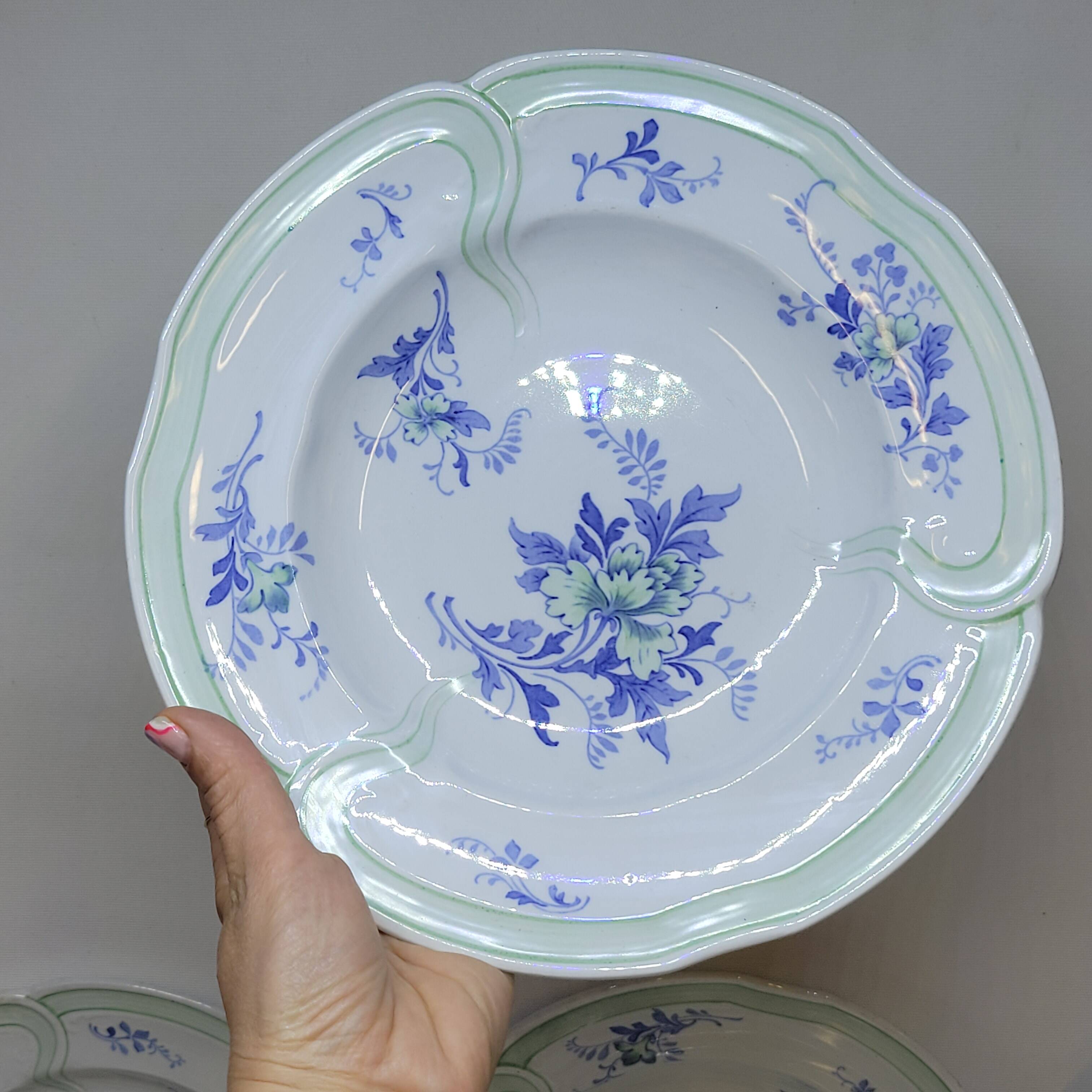 9 Antique KG Lunéville Plates, Regence Model