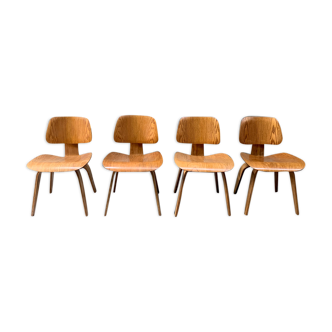 Quatre chaises plywood DCW, Charles & Ray Eames pour Evans / Herman Miller, Vintage 1940