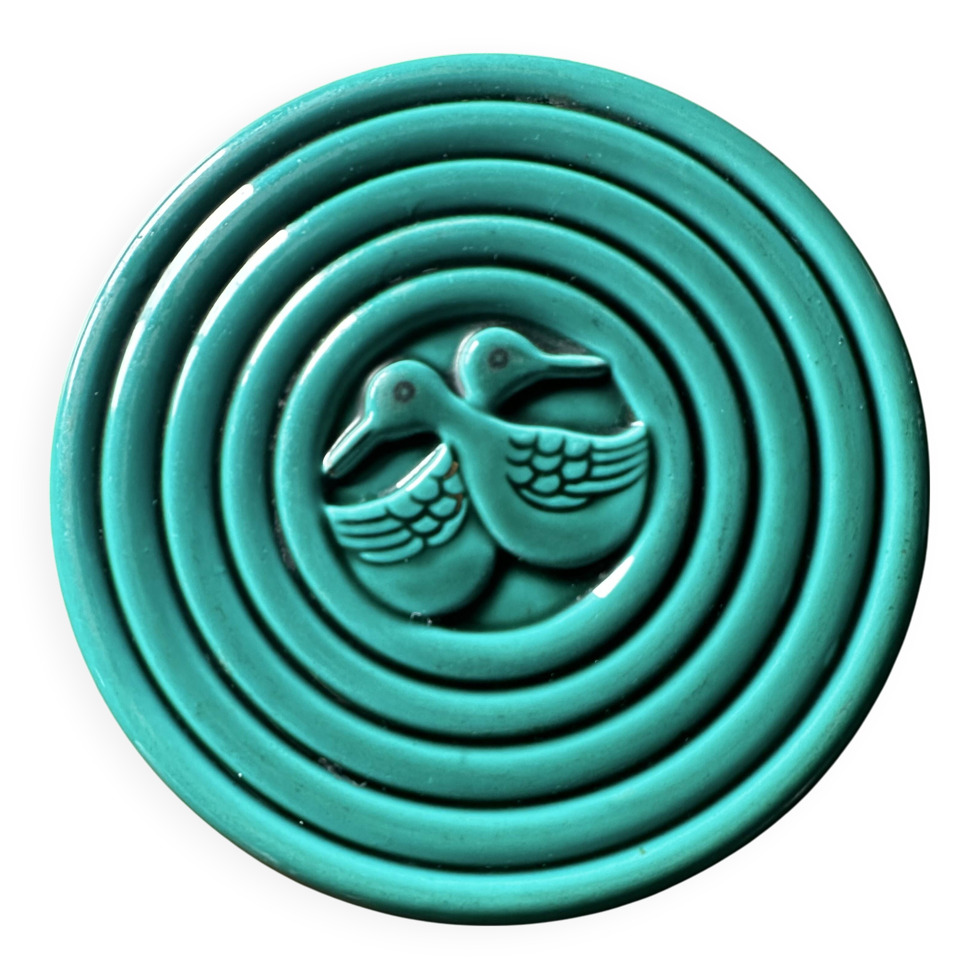 Art Deco trivet in green glazed earthenware - Saint Clément
