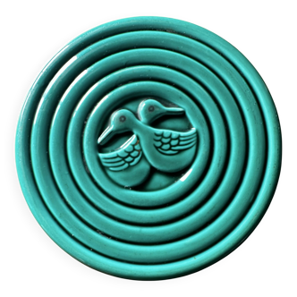 Art Deco trivet in green glazed earthenware - Saint Clément