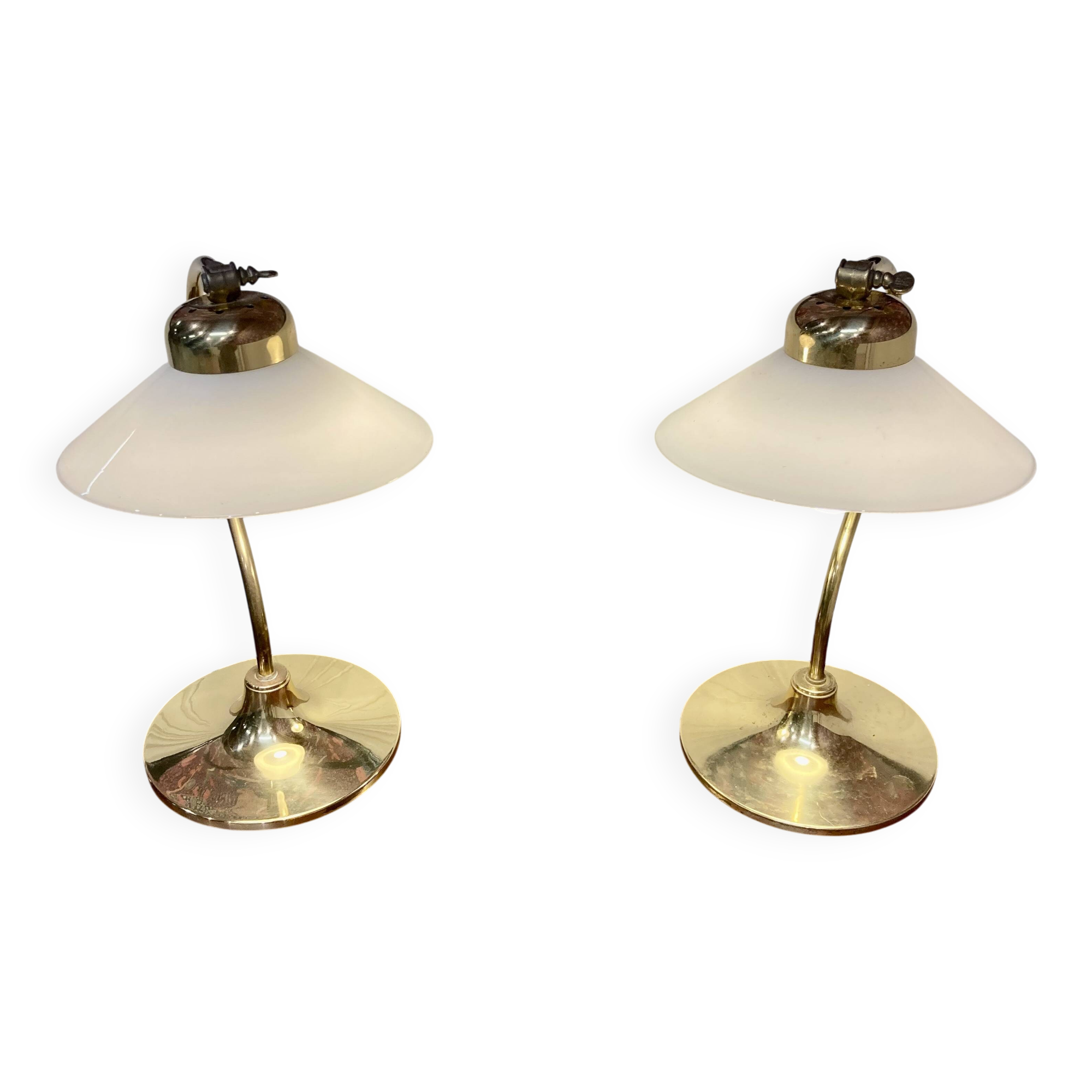 Pair of glass and metal lamps, Scandinavian design, 1960s.