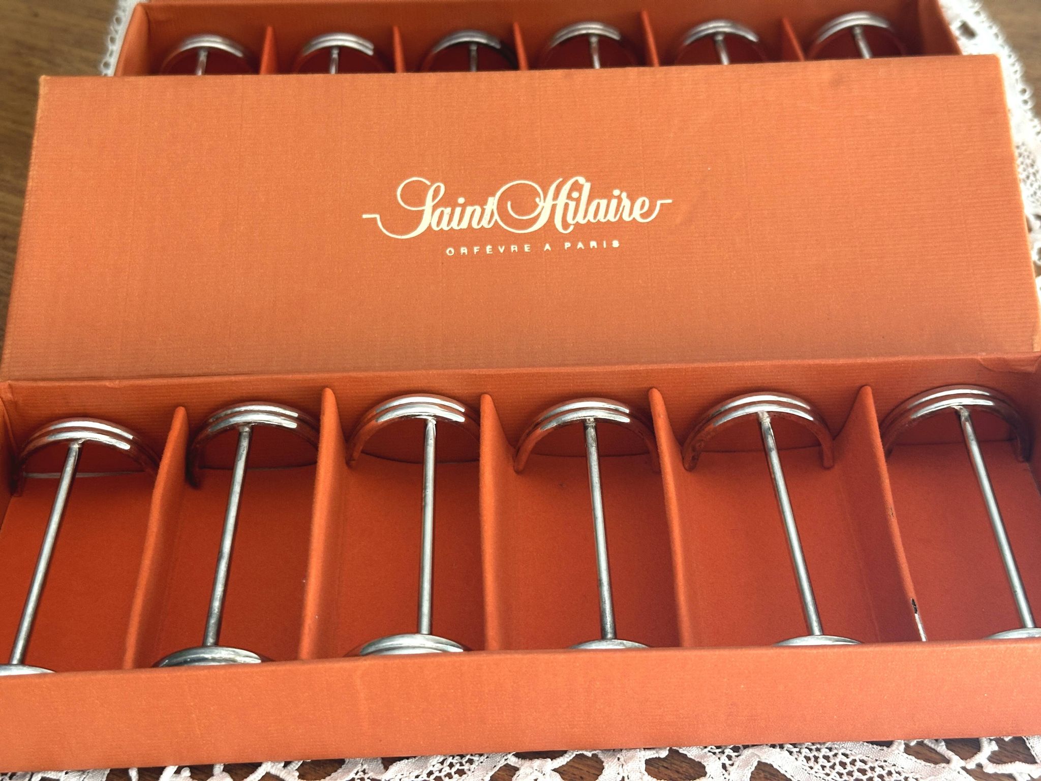 12 silver-plated knife rests Saint Hilaire Arceaux model in a box