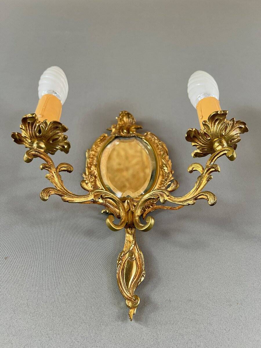 Pair of Louis XV Style Mirror Wall Sconces, 20th Century