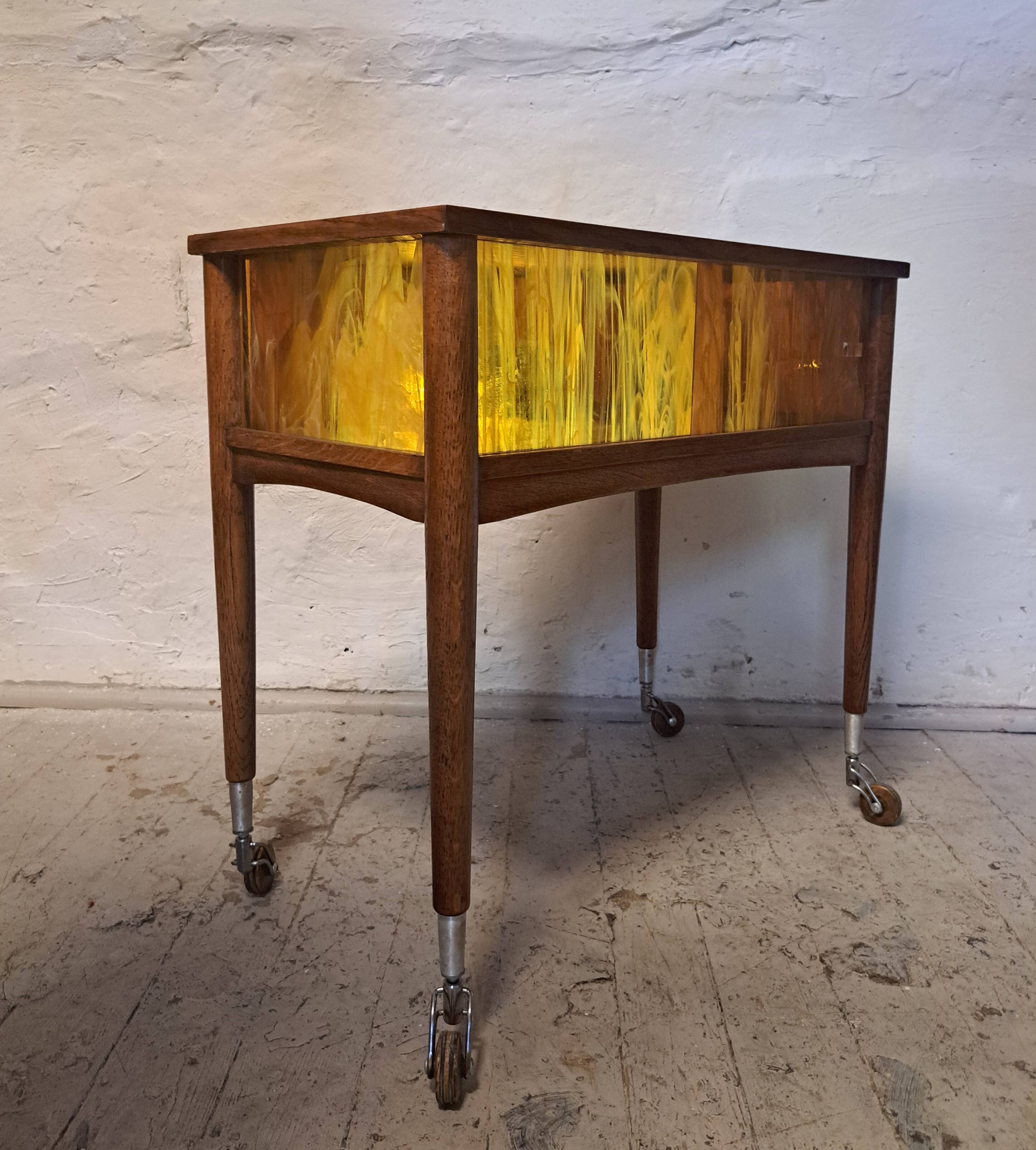 A unique mobile wooden table from the 1970s.