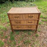 Vintage woven wicker rattan bamboo chest of drawers design 50-60-70