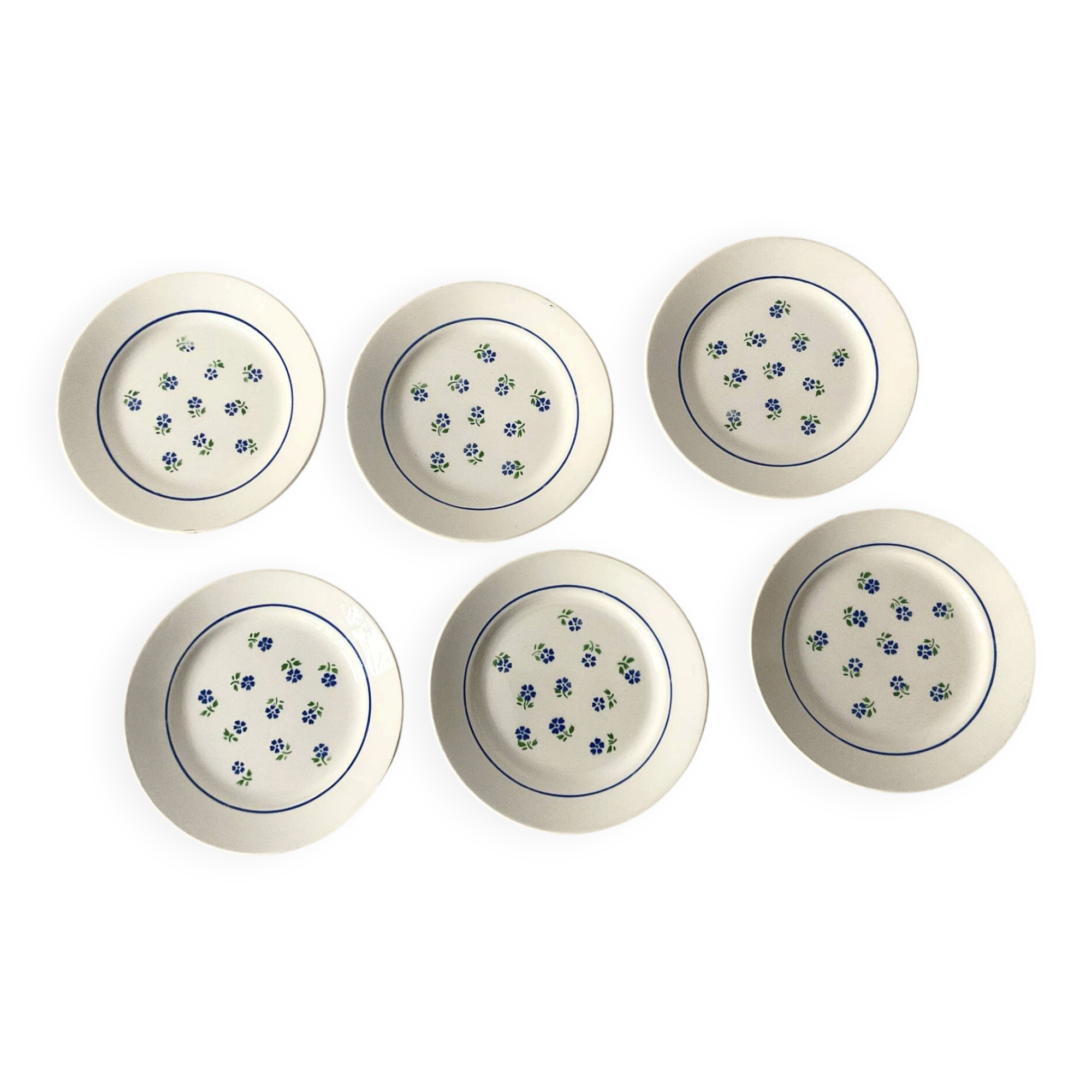 Set of 6 flat plates Badonviller in semi-porcelain – Flora design
