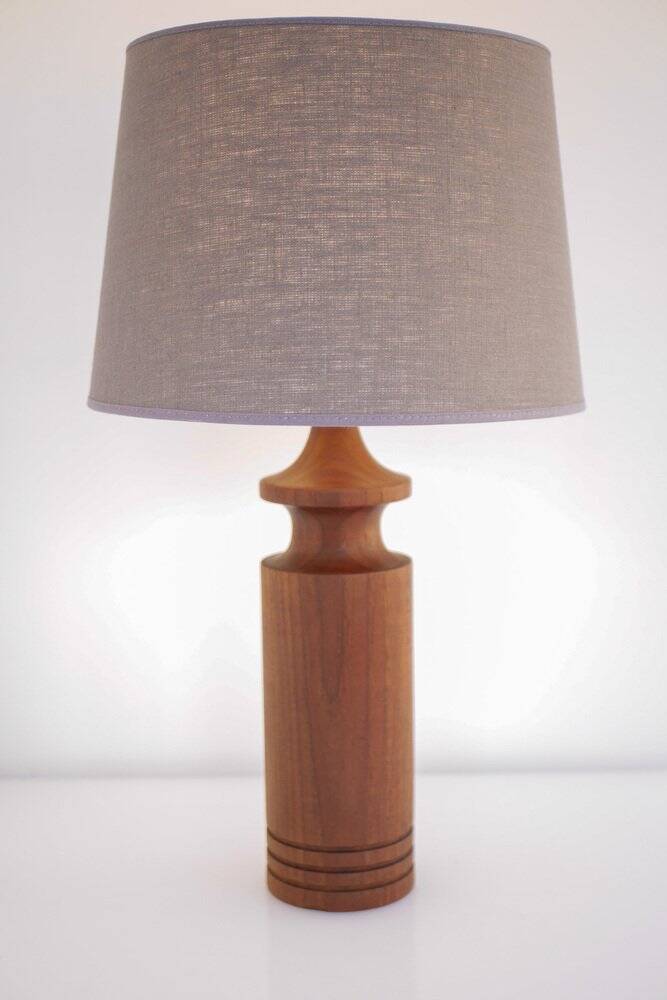 Large mid-century modern Danish teak table lamp