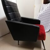 Lot de 2 fauteuils noirs rouges vintage retro années 50 60